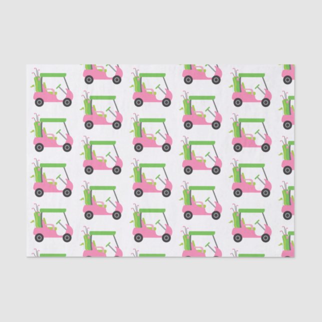Papier Mousseline Panier de golf rose et vert Papier papier (Recto)
