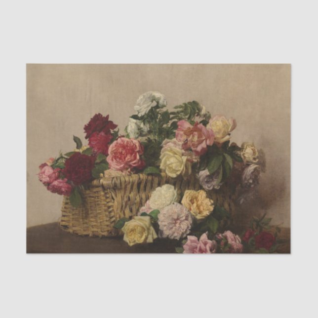 Papier Mousseline Panier de Roses par Henri Fantin-Latour (Recto)
