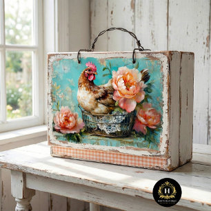 Papier Mousseline Panier en fil de fer rustique avec pivoines pêche 
