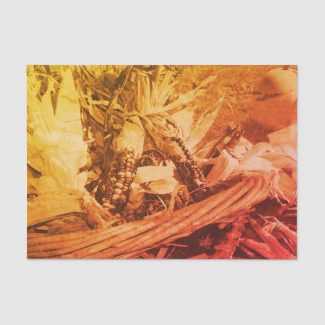 Papier Mousseline Panier en osier de maïs indien Sepia Découpage Vin (Recto)