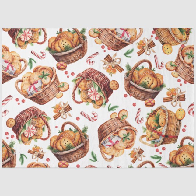 Papier Mousseline Paniers biscuits de Noël (Recto)