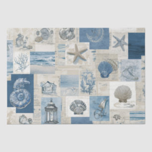 Papier Mousseline PANNEAU Cobalt Seas Coastal Paradise Blocs