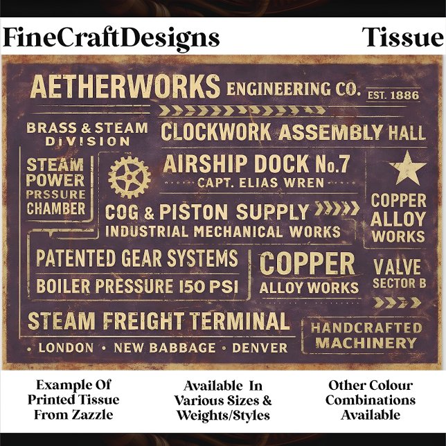 Papier Mousseline Panneau de typographie industrielle Steampunk FA4  (Créateur téléchargé)