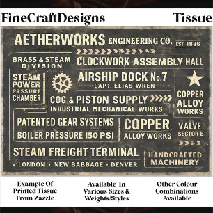 Papier Mousseline Panneau de typographie industrielle Steampunk FA5