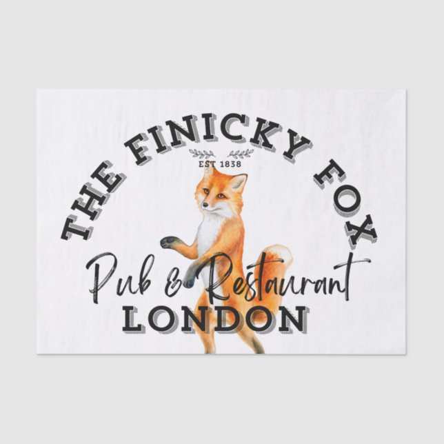 Papier Mousseline Panneau du Pub britannique Finicky Fox (Recto)