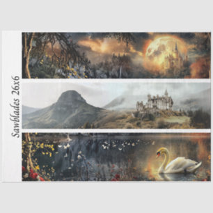 Papier Mousseline Panneaux de découpe de châteaux au clair de lune e