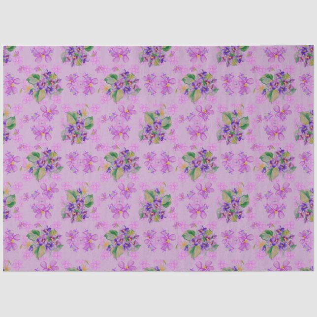 Papier Mousseline Pansies bleues et violettes (Recto)