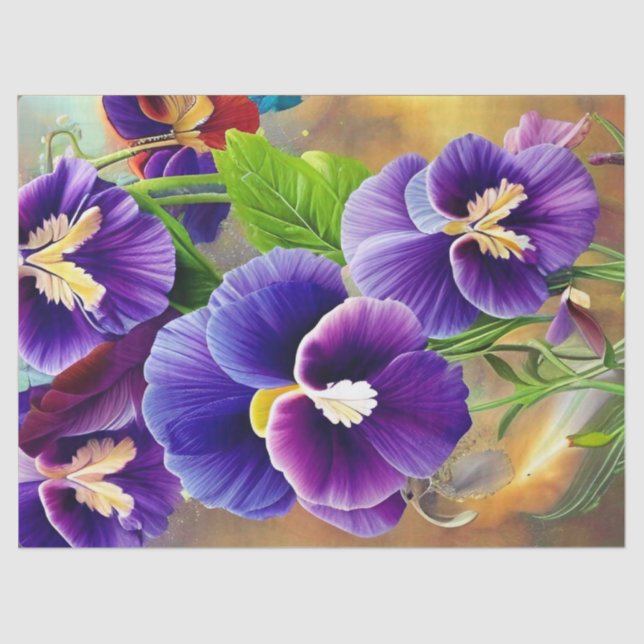 Papier Mousseline Pansies violettes -AI ART (Recto)