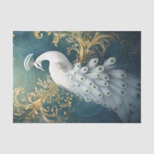 Papier Mousseline Paon Assis Joliment, Cascade de Plumes Blanches