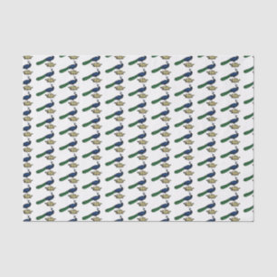 Papier Mousseline Paon stylisé vintage héraldique sur couronne C