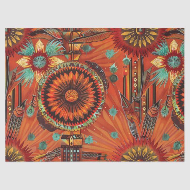 Papier Mousseline Pap Motif Turquoise dynamique "Echos complexes" (Recto)