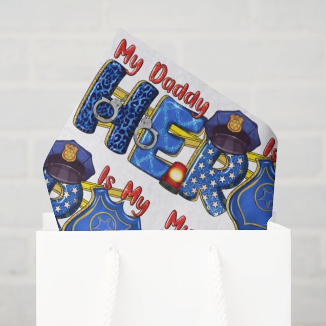 Papier Mousseline Papa Policier Héros  (Sac cadeau)