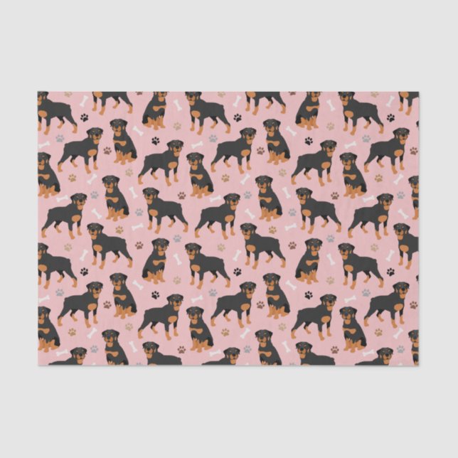 Papier Mousseline Paper de Rottweiler Dog Bones and Paws Tissue (Recto)