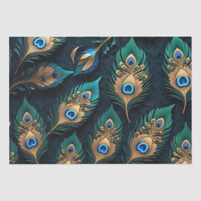 Papier Mousseline Papercut Peacock Feathers Motif (Recto)