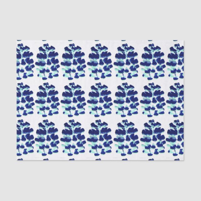 Papier Mousseline Papier à papier tissu bleu vert d'aquarelle Lupin (Recto)