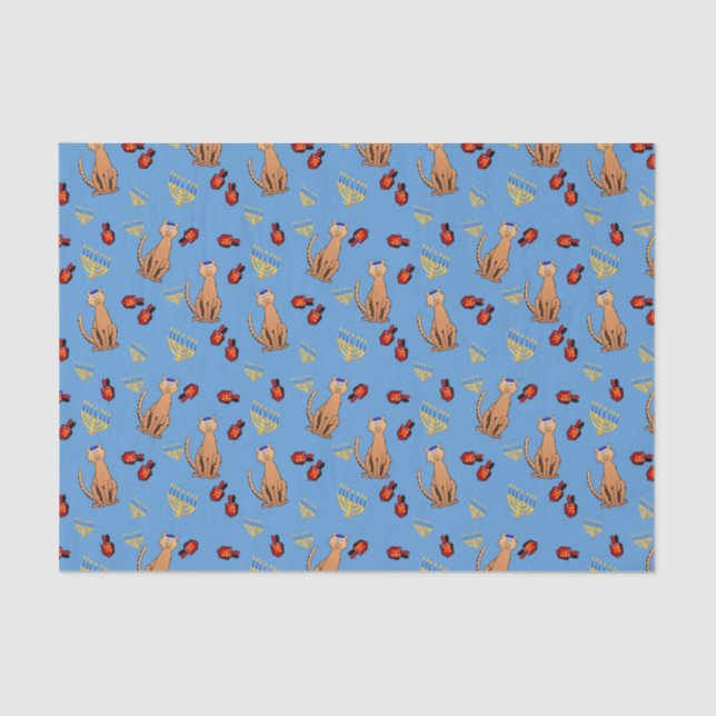 Papier Mousseline Papier bleu de cadeau d'enveloppe de Dreidel de (Recto)