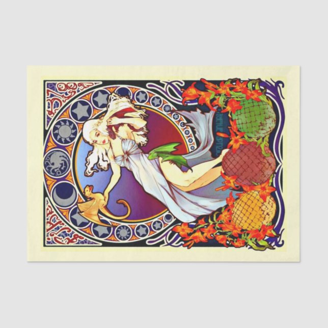 Papier Mousseline Papier de découpage 10"x15" - Alphonse Mucha 3 (Recto)