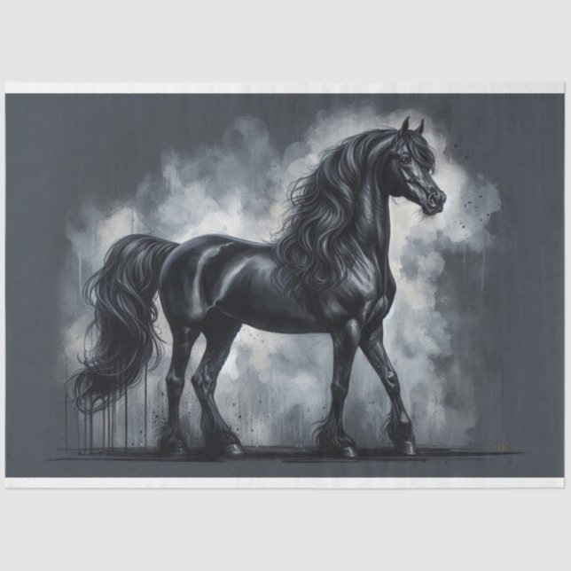 Papier Mousseline Papier de découpage "Cheval de l'Arabie Noire" (Recto)