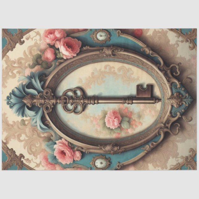 Papier Mousseline Papier de découpage clé Rococo victorien - Rose ro (Recto)