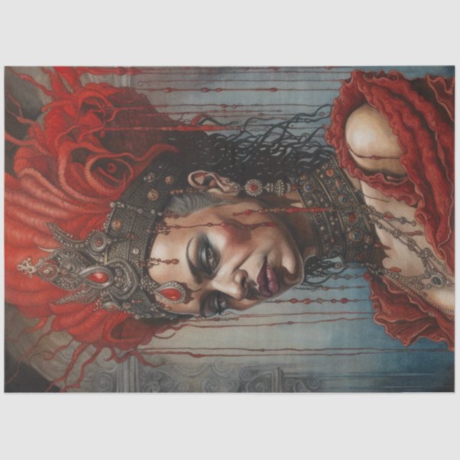 Papier Mousseline Papier de découpage de la reine guerrière d'Afriqu (Recto)