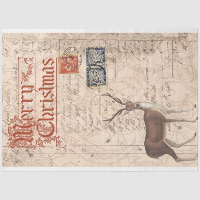 Papier Mousseline Papier de découpage de l'éphémère des cerfs de Noë (Recto)