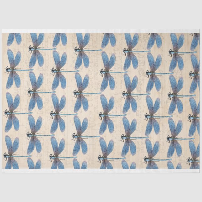 Papier Mousseline Papier de découpage de meubles de libellules bleue (Recto)