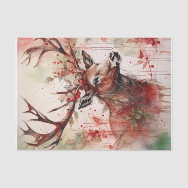 Papier Mousseline Papier de découpage de rennes de Noël (Recto)