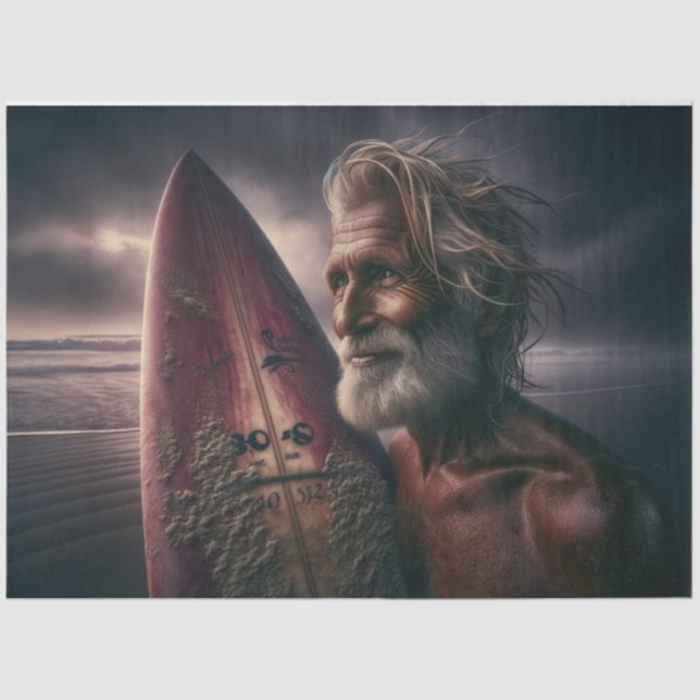 Papier Mousseline Papier de découpage de surf et surfeur de minuit (Recto)