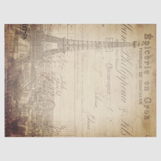 Papier Mousseline Papier de Decoupage d'éphémères de Tour Eiffel (Recto)