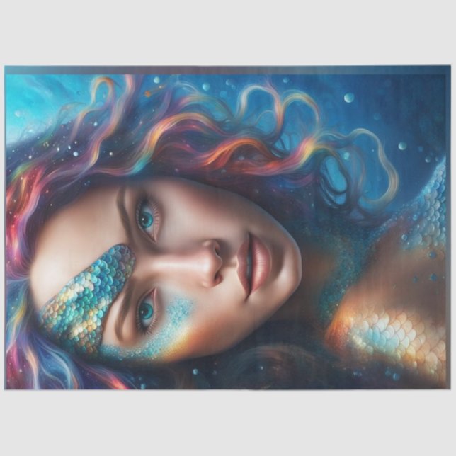 Papier Mousseline Papier de découpage du portrait de sirène (Recto)