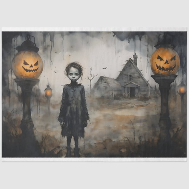 Papier Mousseline Papier de découpage éffrayant fille 3 (Recto)