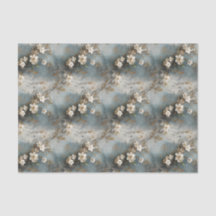 Papier de découpage floral Dusty Blue et Ivory Sha