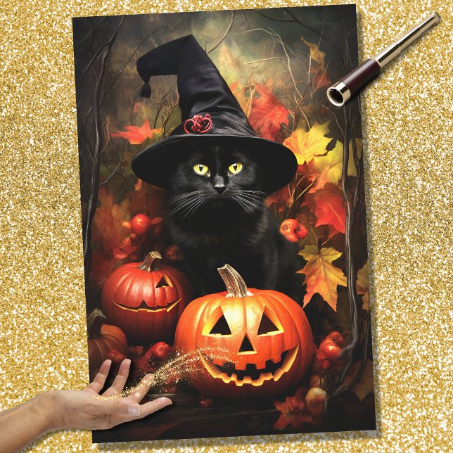 Papier Mousseline Papier de découpage Halloween Witch Cat 3 (Créateur téléchargé)