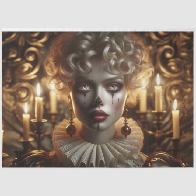 Papier Mousseline Papier de découpage mystérieux Arlequin femme (Recto)