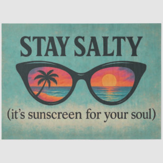 Papier Mousseline Papier de découpage "Stay Salty" Retro Beach Sunse