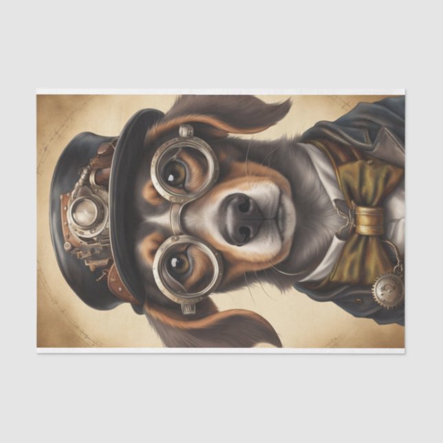 Papier Mousseline Papier de découpage Steampunk Dachshund (Recto)