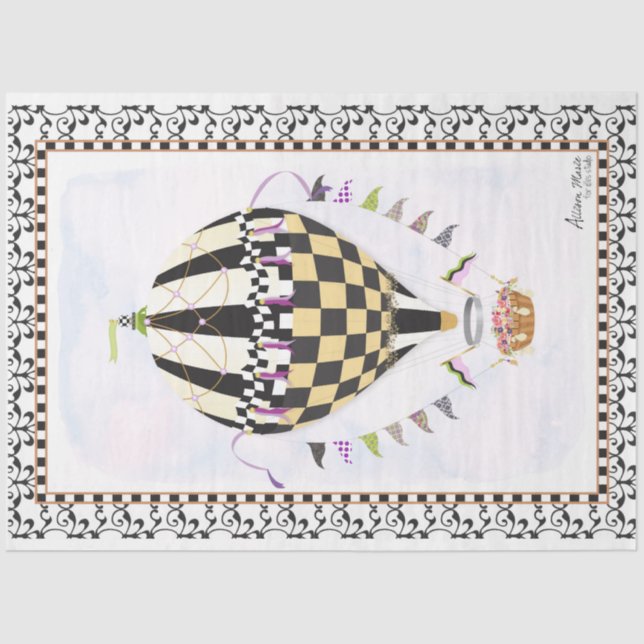 Papier Mousseline Papier de découpage Whimsical Balloon à air chaud (Recto)