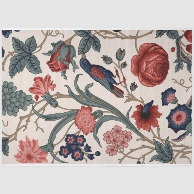 Papier Mousseline Papier de découpement bleu et floral (Recto)