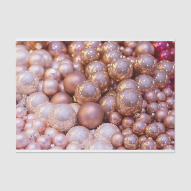 Papier Mousseline Papier de fond en bulle de Noël rose et champagne (Recto)