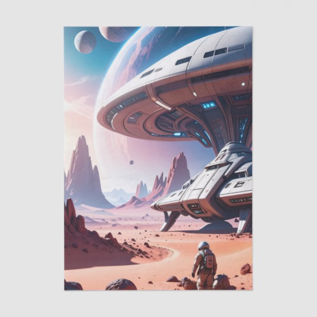 Papier Mousseline Papier de fond futuriste pour l'aventure spatiale (Recto)
