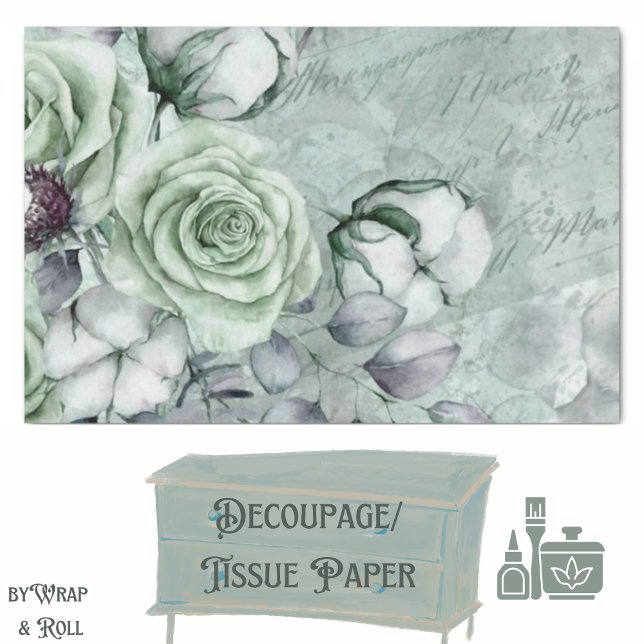 Papier Mousseline Papier de fond gris romantique/Découpage vert (Créateur téléchargé)