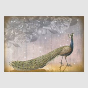 Papier Mousseline Papier de fond Peacock vintage et Rose Decoupage