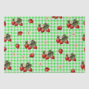 Papier Mousseline Papier de fraise sur en vichy vert