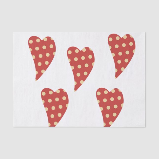 Papier Mousseline Papier de la Saint Valentin Coeurs rouges (Recto)