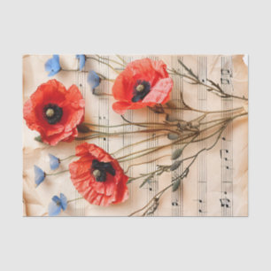 Papier Mousseline Papier de musique vintage fleurie