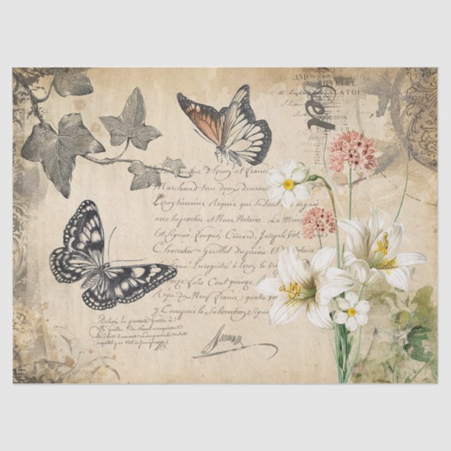 Papier Mousseline Papier de papier de décolpage fleuri décoratif (Recto)