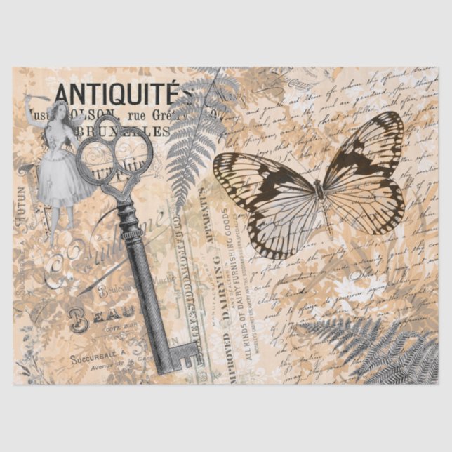 Papier Mousseline Papier de papier de découpage de clé papillon (Recto)