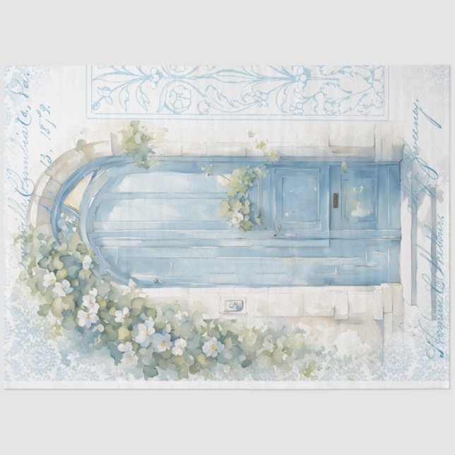 Papier Mousseline Papier de papier de découpage de porte florale ble (Recto)