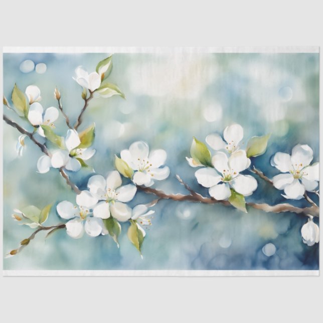 Papier Mousseline Papier de papier de découpage floral bleu et blanc (Recto)