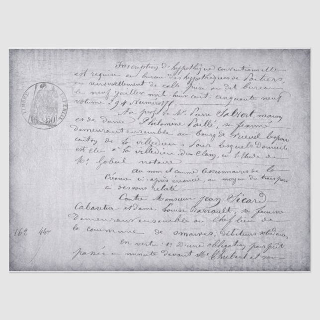 Papier Mousseline Papier de papier de découpage vieux script françai (Recto)